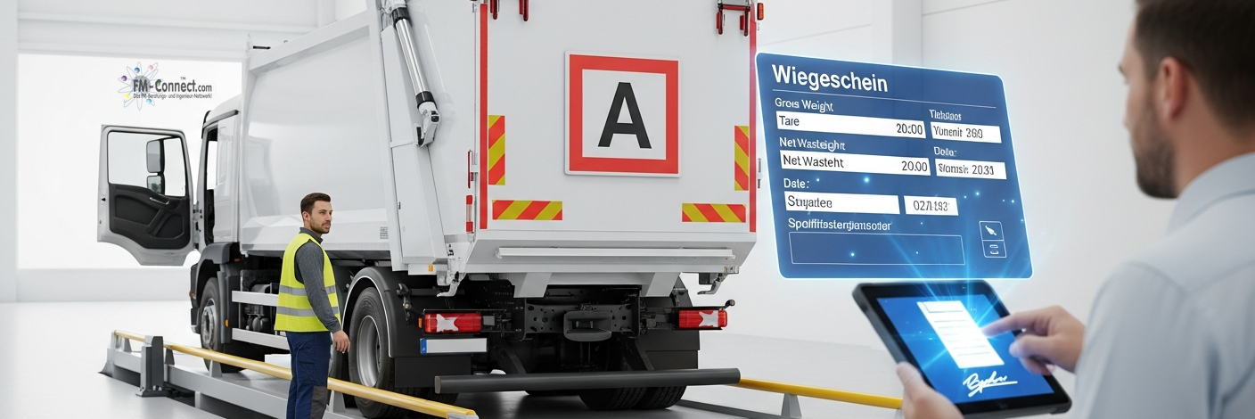 Zum vereinbarten Zeitpunkt trifft das Entsorgungsfahrzeug des Dienstleisters ein.